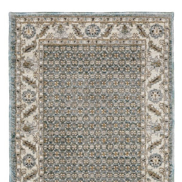 Homeroots 2' Blue Oriental Area Rug – Elegant Power Loom Design, Stain Resistant, Perfect For Pet-friendly Spaces 8' Runner Polypropylene 576120