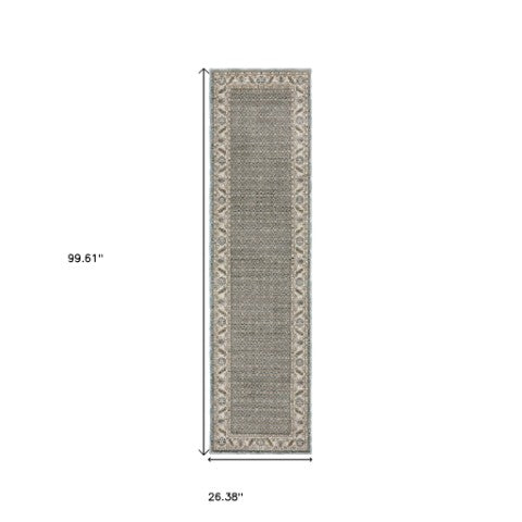 Homeroots 2' Blue Oriental Area Rug – Elegant Power Loom Design, Stain Resistant, Perfect For Pet-friendly Spaces 8' Runner Polypropylene 576120