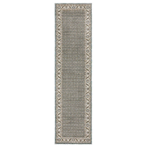 HomeRoots 3' Timeless Blue and Ivory Oriental Area Rug - Durable, Stain-Resistant Design for Home Elegance 8' Runner 576120