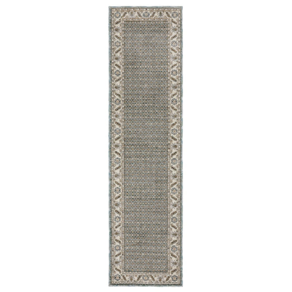 HomeRoots 3' Timeless Blue and Ivory Oriental Area Rug - Durable, Stain-Resistant Design for Home Elegance 8' Runner 576120