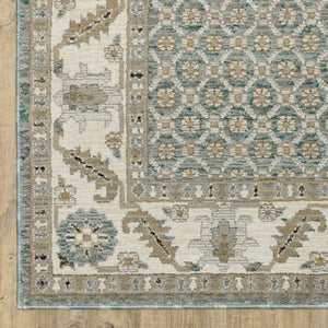 Homeroots 2' Blue Oriental Area Rug – Elegant Power Loom Design, Stain Resistant, Perfect For Pet-friendly Spaces 8' Runner Polypropylene 576120