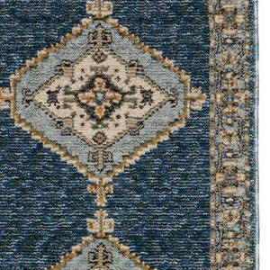 Homeroots 2' Blue Medallion Area Rug – Stain-resistant Power Loom Design For Stylish Spaces With Kids & Pets 8' Runner Polypropylene 576121