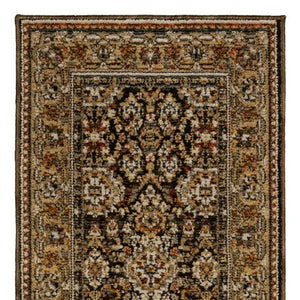 Homeroots 2' Brown Oriental Area Rug - Elegant Design, Stain Resistant, Perfect For Homes With Kids And Pets 8' Runner Polypropylene 576122
