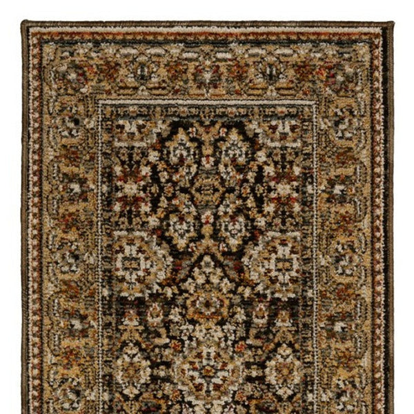 Homeroots 2' Brown Oriental Area Rug - Elegant Design, Stain Resistant, Perfect For Homes With Kids And Pets 8' Runner Polypropylene 576122