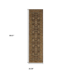 Homeroots 2' Brown Oriental Area Rug - Elegant Design, Stain Resistant, Perfect For Homes With Kids And Pets 8' Runner Polypropylene 576122