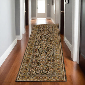 Homeroots 2' Brown Oriental Area Rug - Elegant Design, Stain Resistant, Perfect For Homes With Kids And Pets 8' Runner Polypropylene 576122