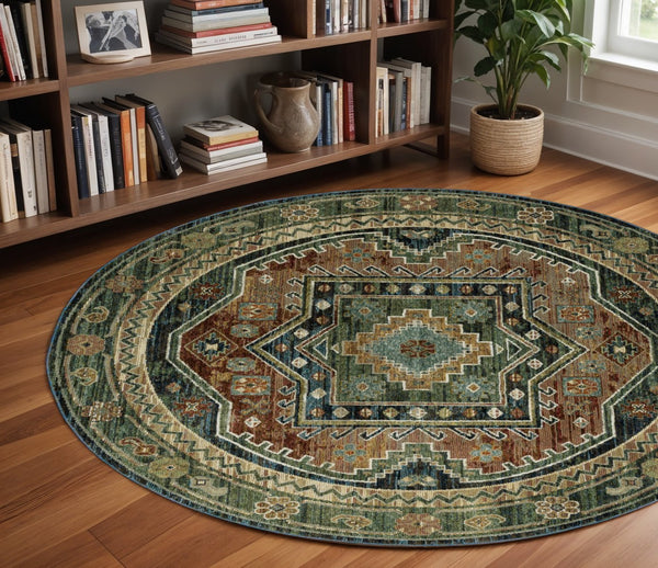 Homeroots 2' Stunning Blue Tribal Area Rug - Stain Resistant, Perfect For Kids And Pets, Adds Warmth To Any Space Blue,Multi Polypropylene 576123