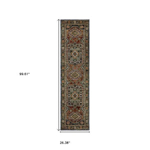 Homeroots 2' Stunning Blue Tribal Area Rug - Stain Resistant, Perfect For Kids And Pets, Adds Warmth To Any Space 8' Runner Polypropylene 576124