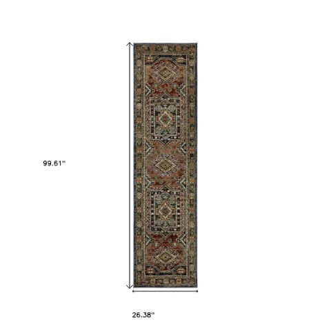 Homeroots 2' Stunning Blue Tribal Area Rug - Stain Resistant, Perfect For Kids And Pets, Adds Warmth To Any Space 8' Runner Polypropylene 576124