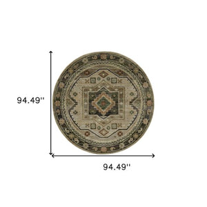 Homeroots 2' Stunning Blue Tribal Area Rug - Stain Resistant, Perfect For Kids And Pets, Adds Warmth To Any Space Grey,Green Polypropylene 576125