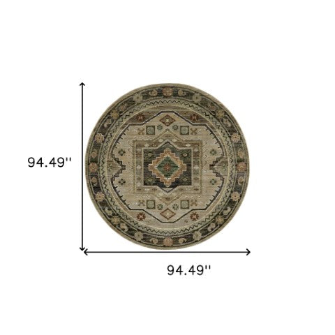 Homeroots 2' Stunning Blue Tribal Area Rug - Stain Resistant, Perfect For Kids And Pets, Adds Warmth To Any Space Grey,Green Polypropylene 576125