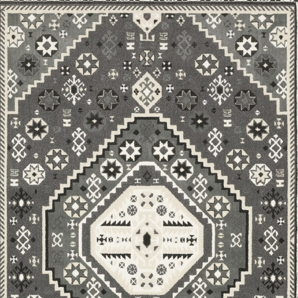 Homeroots 3' Gray Medallion Area Rug – Stylish, Stain-resistant Design To Elevate Your Living Space Decor 8' X 11' Polypropylene,Polyester 576131