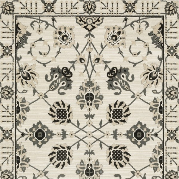 Homeroots 3' Ivory Oriental Area Rug - Stylish, Stain-resistant Design Perfect For Homes With Kids & Pets 8' X 11' Polypropylene,Polyester 576132