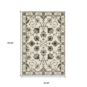Homeroots 3' Ivory Oriental Area Rug - Stylish, Stain-resistant Design Perfect For Homes With Kids & Pets 8' X 11' Polypropylene,Polyester 576132