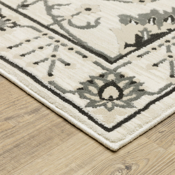 Homeroots 3' Ivory Oriental Area Rug - Stylish, Stain-resistant Design Perfect For Homes With Kids & Pets 8' X 11' Polypropylene,Polyester 576132
