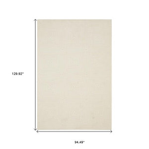 Homeroots 3' Stylish Ivory Geometric Power Loom Area Rug - Perfect For Homes With Kids And Pets, Stain Resistant 8' X 11' Polypropylene,Polyester 576133