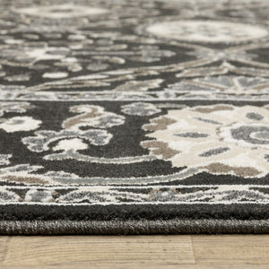 Homeroots 3' Charcoal Oriental Area Rug - Stylish, Stain-resistant Design For Warmth And Elegance In Any Room 8' X 11' Polypropylene,Polyester 576134