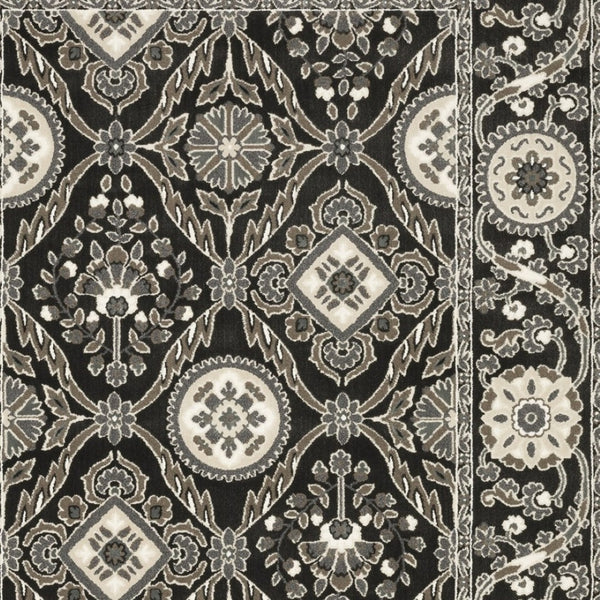 Homeroots 3' Charcoal Oriental Area Rug - Stylish, Stain-resistant Design For Warmth And Elegance In Any Room 8' X 11' Polypropylene,Polyester 576134