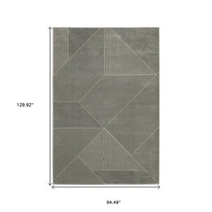 Homeroots 3' Gray Geometric Area Rug - Stylish, Stain-resistant Design For Modern Homes And Cozy Spaces 8' X 11' Polypropylene,Polyester 576137