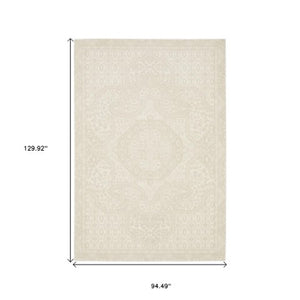 Homeroots 3' Ivory Medallion Area Rug - Stain Resistant, Stylish Design For Home Decor And Cozy Spaces 8' X 11' Polypropylene,Polyester 576138