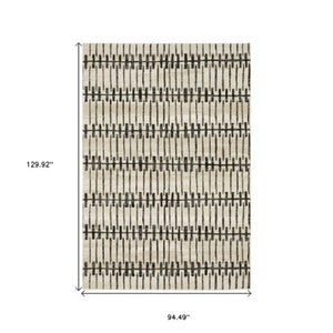 Homeroots 3' Inviting Beige And Black Geometric Area Rug – Stain Resistant, Perfect For Kids And Pets! 8' X 11' Polypropylene,Polyester 576140