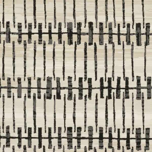 Homeroots 3' Inviting Beige And Black Geometric Area Rug – Stain Resistant, Perfect For Kids And Pets! 8' X 11' Polypropylene,Polyester 576140