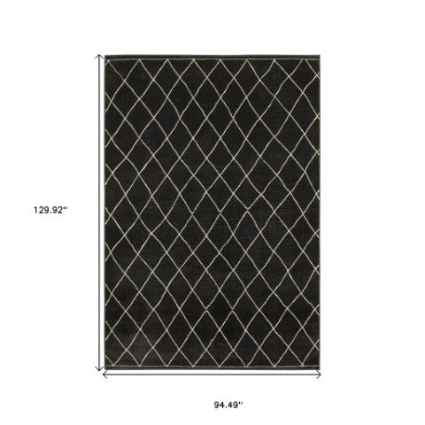 Homeroots 3' Charcoal And Ivory Trellis Area Rug - Stylish, Stain-resistant Design For Modern Home Decor 8' X 11' Polypropylene,Polyester 576141