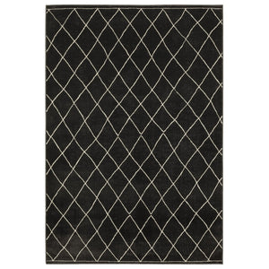HomeRoots 3' Charcoal and Ivory Trellis Area Rug - Modern Stain-Resistant Design for Stylish Spaces 8' X 11' 576141