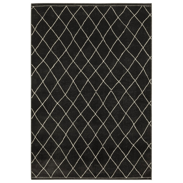 HomeRoots 3' Charcoal and Ivory Trellis Area Rug - Modern Stain-Resistant Design for Stylish Spaces 8' X 11' 576141