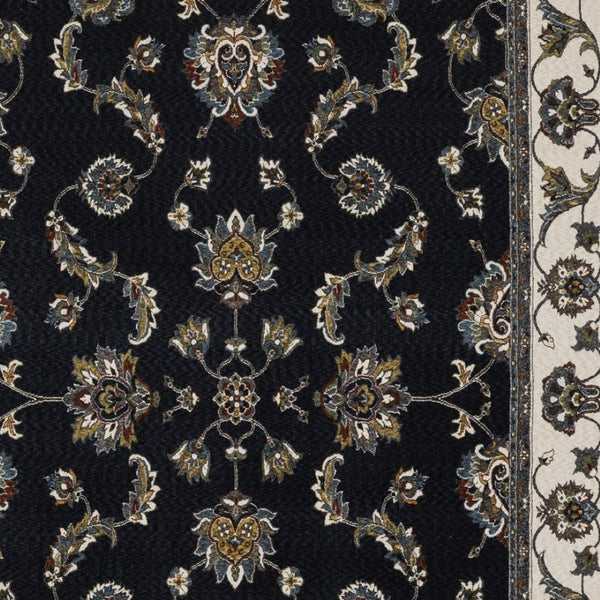 Homeroots 4' Elegant Navy Blue Oriental Area Rug With Fringe - Stain Resistant, Perfect For Kids & Pets 7' X 10' Polyester 576144