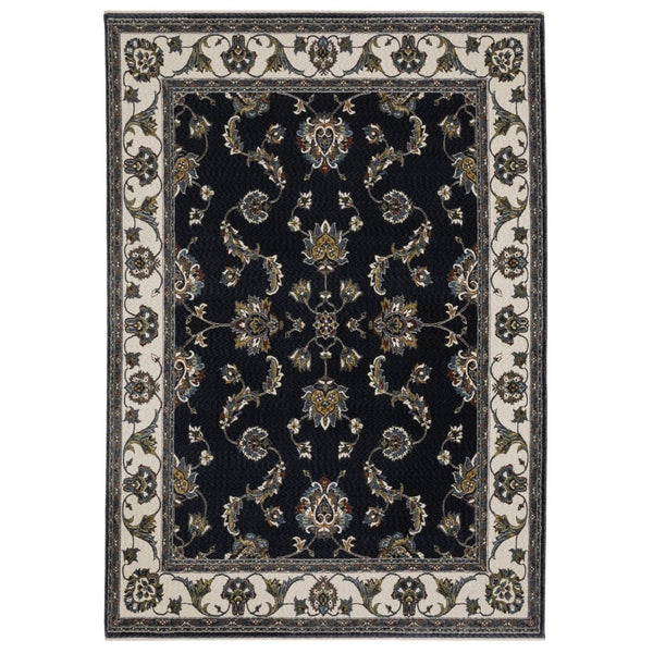 HomeRoots 4' Elegant Ivory Oriental Area Rug with Fringe – Durable, Stain-Resistant, Perfect for Any Space 8' X 11' 576145