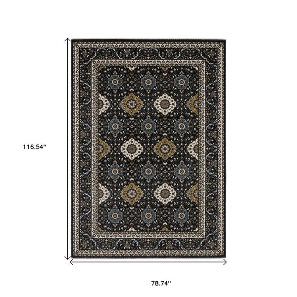 HomeRoots 5' Red Medallion Area Rug with Fringe - Elegant, Stain-Resistant Design for Stylish Living Spaces! 7' X 10' 576146