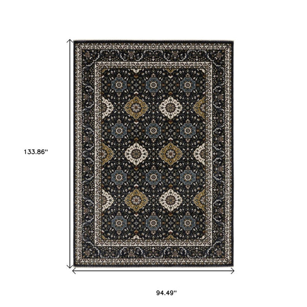 HomeRoots 5' Red Medallion Area Rug with Fringe - Elegant, Stain-Resistant Design for Stylish Living Spaces! 8' X 11' 576147