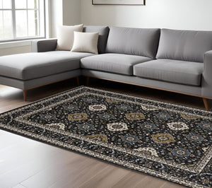 HomeRoots 5' Red Medallion Area Rug with Fringe - Elegant, Stain-Resistant Design for Stylish Living Spaces! 8' X 11' 576147