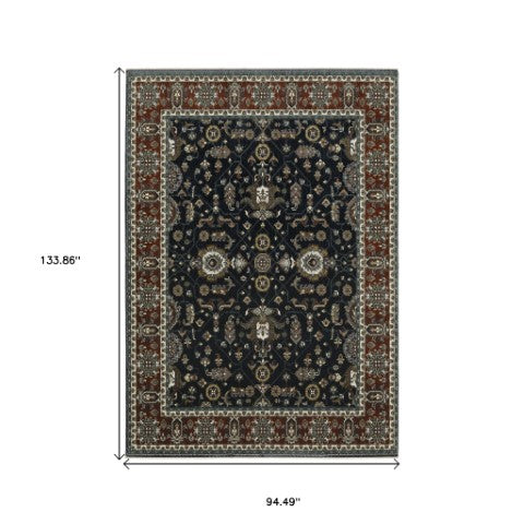 Homeroots 10' Red Oriental Area Rug With Fringe - Stain Resistant, Stylish Design For Living Spaces & Pets 8' X 11' Polyester 576149
