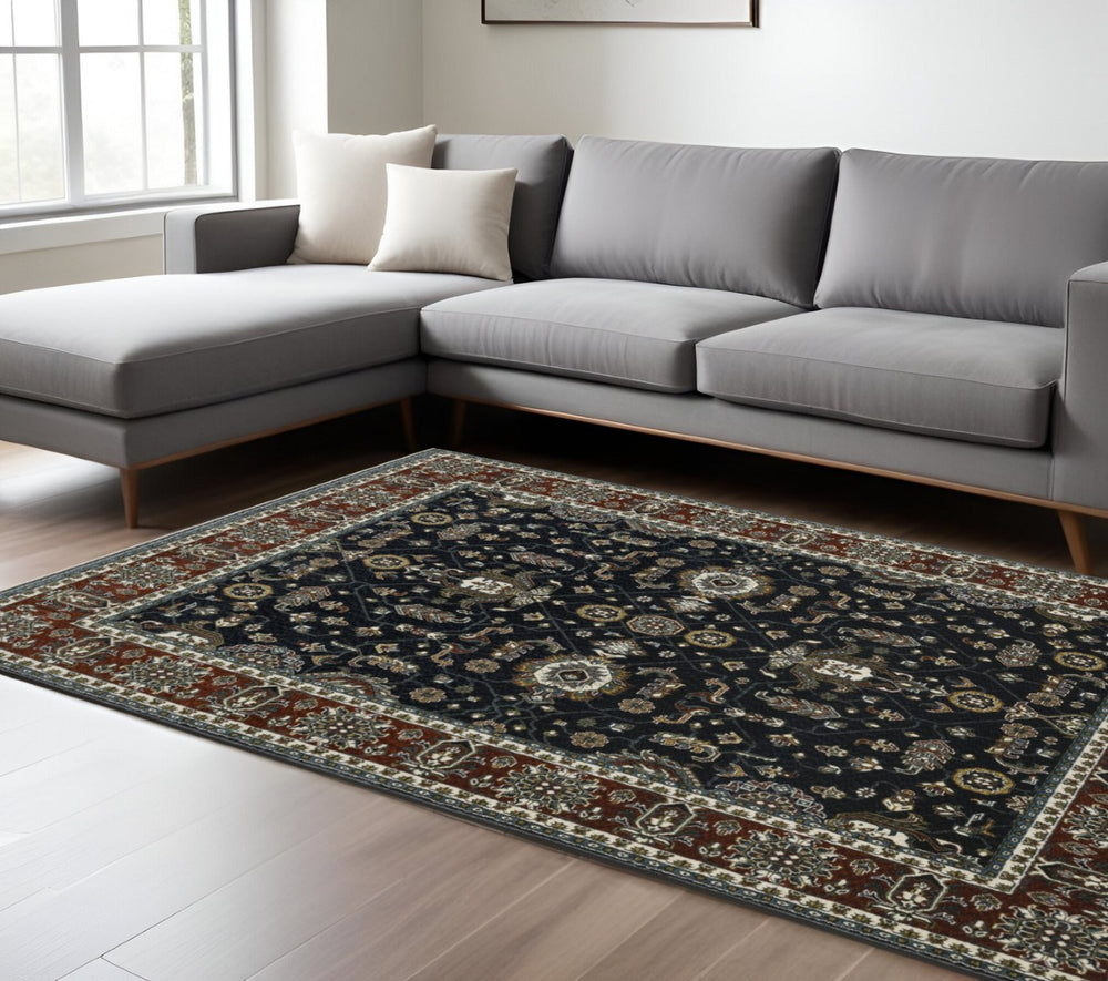 HomeRoots 10' Red Oriental Area Rug - Classic Elegance with Durable, Stain-Resistant Design for Homes 8' X 11' 576149