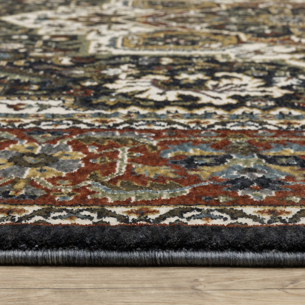 Homeroots 10' Red Medallion Power Loom Area Rug With Fringe - Stain Resistant, Stylish Design For Home Decor 7' X 10' Polyester 576150