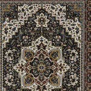 Homeroots 10' Red Medallion Power Loom Area Rug With Fringe - Stain Resistant, Stylish Design For Home Decor 7' X 10' Polyester 576150