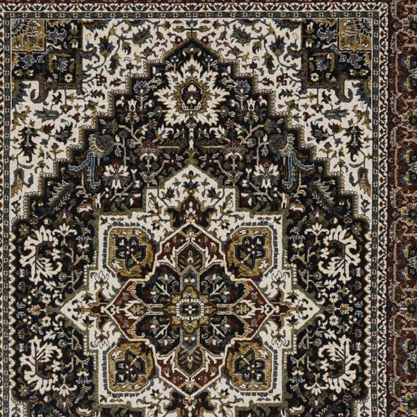 Homeroots 10' Red Medallion Power Loom Area Rug With Fringe - Stain Resistant, Stylish Design For Home Decor 7' X 10' Polyester 576150