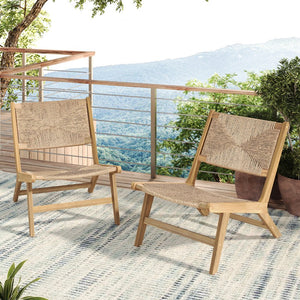 English Elm Christopher Knight Home® - Acacia Wood Outdoor Armless Lounge Chair Set Of 2 - Stylish Light Teak For Comfortable Patio Living N772P265277L