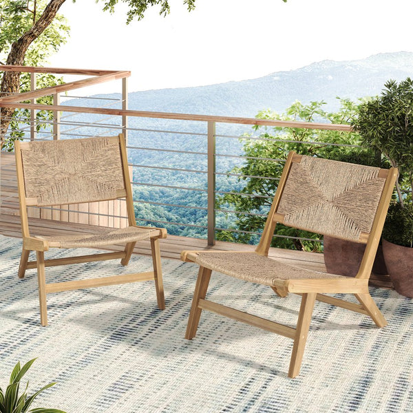 English Elm Christopher Knight Home® - Acacia Wood Outdoor Armless Lounge Chair Set Of 2 - Stylish Light Teak For Comfortable Patio Living N772P265277L