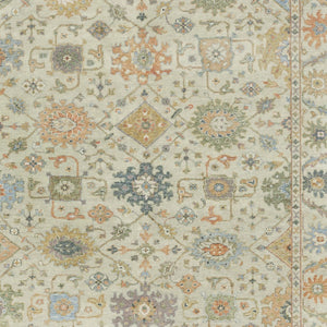 Homeroots 2' Hand Knotted Beige And Green Wool Oriental Area Rug With Fringe For Timeless Home Elegance 8' X 10' Wool 576159