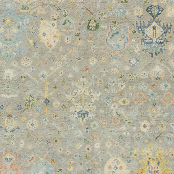 Homeroots 2' Hand Knotted Gray Blue And Yellow Wool Oriental Area Rug With Stylish Fringe For Home Decor 8' X 10' Wool 576160