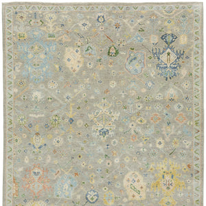 Homeroots 2' Hand Knotted Gray Blue And Yellow Wool Oriental Area Rug With Stylish Fringe For Home Decor 8' X 10' Wool 576160