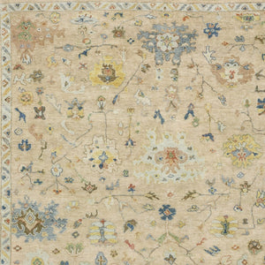 Homeroots 2' Beige Blue And Yellow Hand Knotted Wool Oriental Area Rug With Elegant Fringe For Timeless Decor 8' X 10' Wool 576161