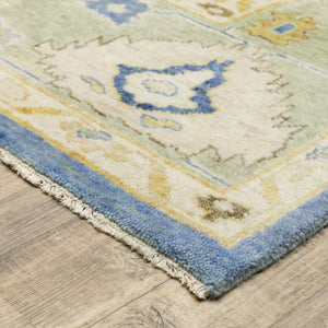 Homeroots 2' Hand Knotted Blue Wool Oriental Area Rug With Fringe - Unique Artisan Design For Cozy Elegance 8' X 10' Wool 576162