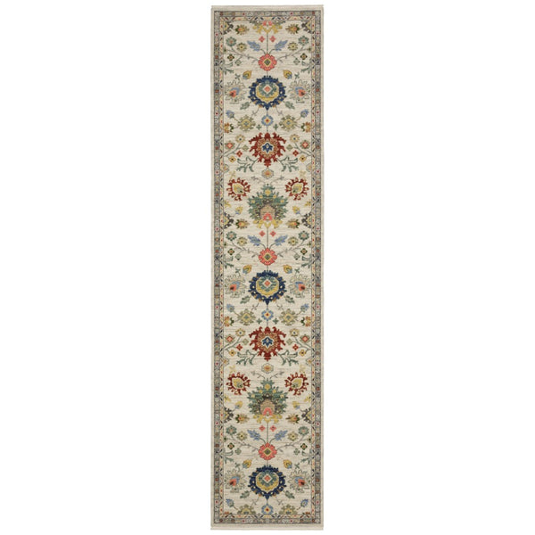 HomeRoots 6' Elegant Gray Blue Green Oriental Runner Rug with Fringed Tassels for Hallways and Entryways 12' Runner 576164