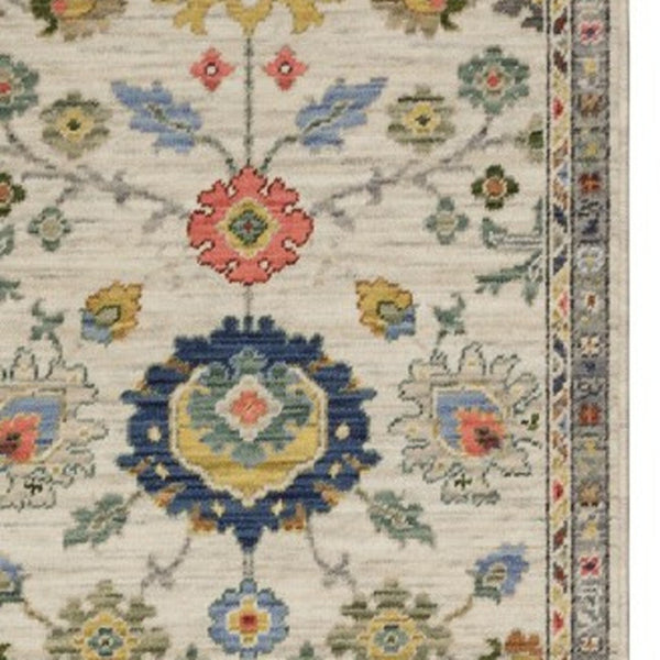 Homeroots 2' Gray Blue And Yellow Oriental Area Rug With Fringe – Stylish Design To Enhance Your Home Decor 12' Runner Wool Blend 576164