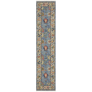 HomeRoots 6' Elegant Blue Green and Ivory Oriental Runner Rug with Fringe for Classic Home Décor Appeal 12' Runner 576165