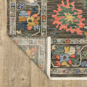 Homeroots 2' Cozy Gray Oriental Area Rug With Fringe - Elevate Your Space With Timeless Style And Warmth 12' Runner Wool Blend 576167